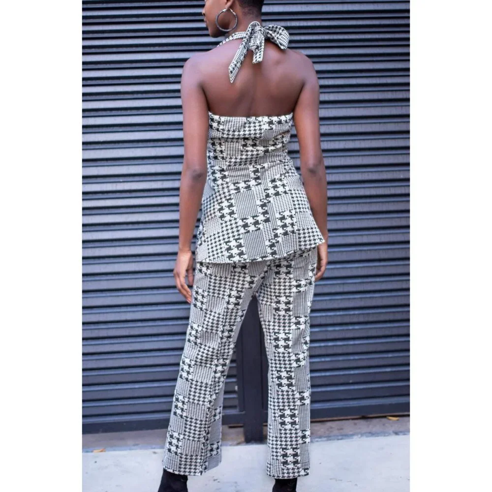 Anthropologie Plaid Cropped Pants Black and White by Eva Franco - Picture 3 of 4